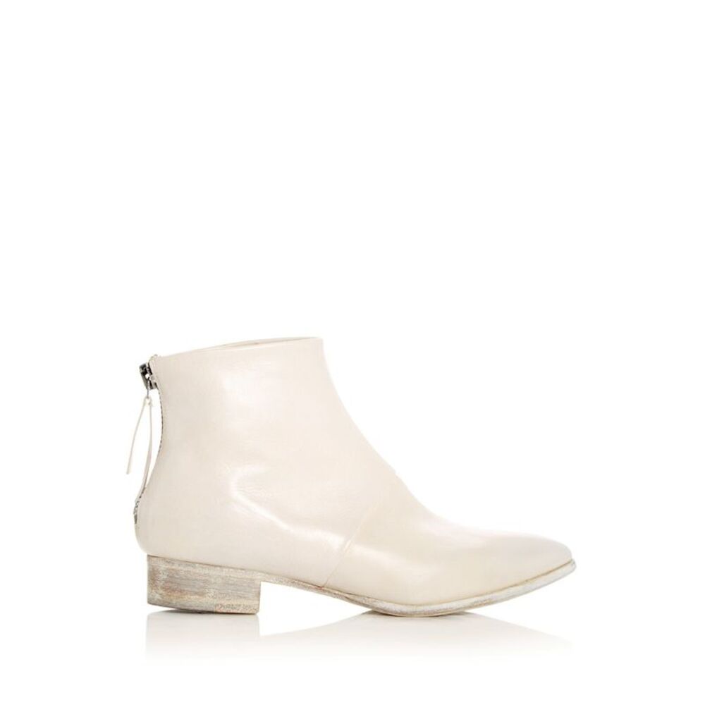 ALBERTO FERMANI Womens White Bellina Pointed Toe Block Heel Leather Booties 37.5